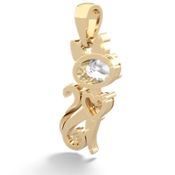 White Topaz Kitten 14K Yellow Gold pendant P5780