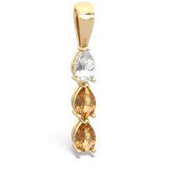 White Topaz Dew Drops 14K Yellow Gold pendant P2251