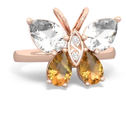 White Topaz Butterfly 14K Rose Gold ring R2215