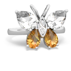 White Topaz Butterfly 14K White Gold ring R2215