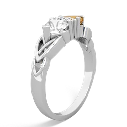 White Topaz Celtic Knot Double Heart 14K White Gold ring R5040