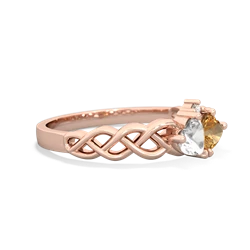 White Topaz Heart To Heart Braid 14K Rose Gold ring R5870