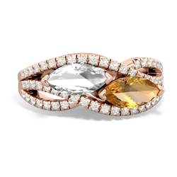 White Topaz Diamond Rivers 14K Rose Gold ring R3070