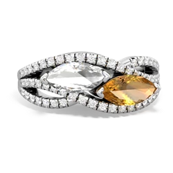 White Topaz Diamond Rivers 14K White Gold ring R3070