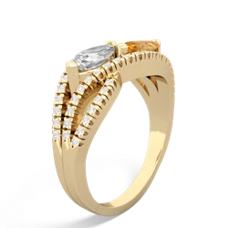 White Topaz Diamond Rivers 14K Yellow Gold ring R3070