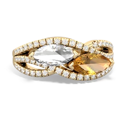 White Topaz Diamond Rivers 14K Yellow Gold ring R3070