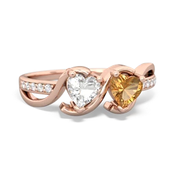 White Topaz Side By Side 14K Rose Gold ring R3090