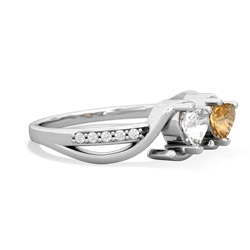 White Topaz Side By Side 14K White Gold ring R3090