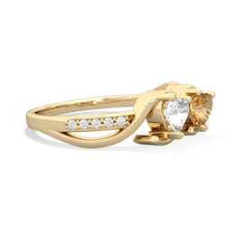 White Topaz Side By Side 14K Yellow Gold ring R3090