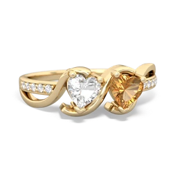 White Topaz Side By Side 14K Yellow Gold ring R3090