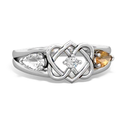 White Topaz Hearts Intertwined 14K White Gold ring R5880