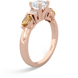 White Topaz 6Mm Round Eternal Embrace Engagement 14K Rose Gold ring R2005