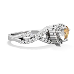 White Topaz Diamond Twist 'One Heart' 14K White Gold ring R2640HRT