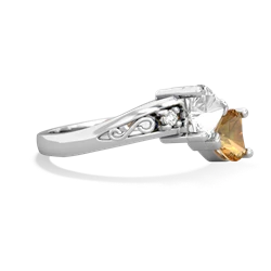 White Topaz Snuggling Hearts 14K White Gold ring R2178