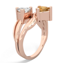 White Topaz Split Band Swirl 14K Rose Gold ring R2341