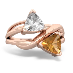 White Topaz Split Band Swirl 14K Rose Gold ring R2341