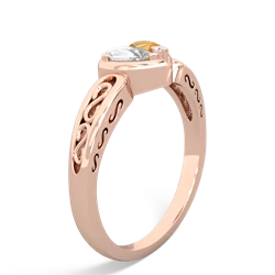 White Topaz Filligree 'One Heart' 14K Rose Gold ring R5070