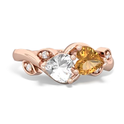 White Topaz Floral Elegance 14K Rose Gold ring R5790