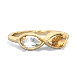 White Topaz Infinity 14K Yellow Gold ring R5050