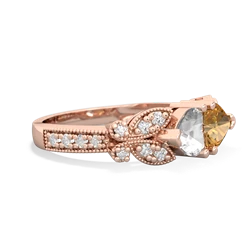 White Topaz Diamond Butterflies 14K Rose Gold ring R5601