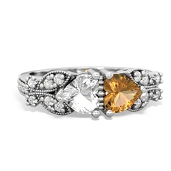 White Topaz Diamond Butterflies 14K White Gold ring R5601