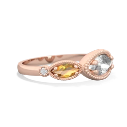 White Topaz Milgrain Marquise 14K Rose Gold ring R5700