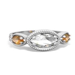 White Topaz Milgrain Marquise 14K White Gold ring R5700