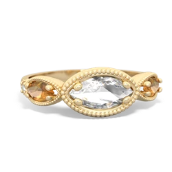 White Topaz Milgrain Marquise 14K Yellow Gold ring R5700