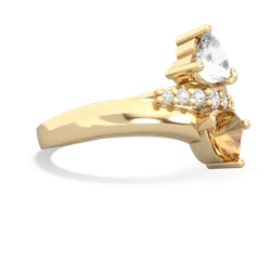 White Topaz Heart To Heart 14K Yellow Gold ring R2064