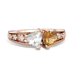 White Topaz Heart To Heart 14K Rose Gold ring R3342