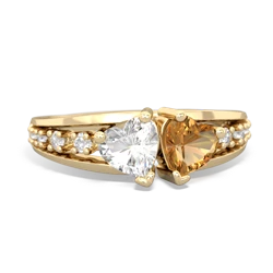 White Topaz Heart To Heart 14K Yellow Gold ring R3342