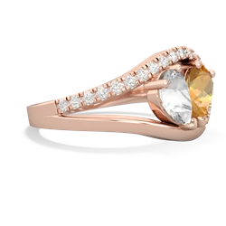 White Topaz Nestled Heart Keepsake 14K Rose Gold ring R5650