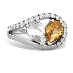 White Topaz Nestled Heart Keepsake 14K White Gold ring R5650