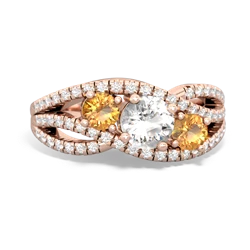 White Topaz Three Stone Aurora 14K Rose Gold ring R3080