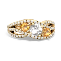 White Topaz Three Stone Aurora 14K Yellow Gold ring R3080