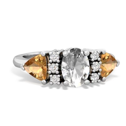 White Topaz Antique Style Three Stone 14K White Gold ring R2186