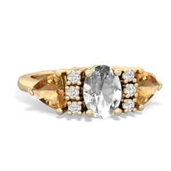 White Topaz Antique Style Three Stone 14K Yellow Gold ring R2186