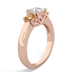 White Topaz Three Stone Trellis 14K Rose Gold ring R4015