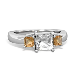 White Topaz Three Stone Trellis 14K White Gold ring R4015