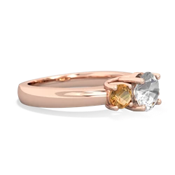 White Topaz Three Stone Round Trellis 14K Rose Gold ring R4018