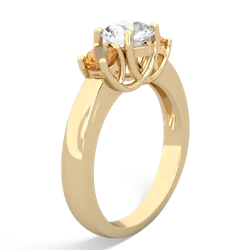 White Topaz Three Stone Round Trellis 14K Yellow Gold ring R4018