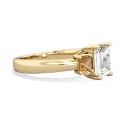 White Topaz Three Stone Emerald-Cut Trellis 14K Yellow Gold ring R4021