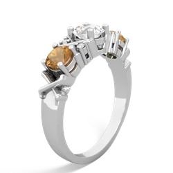 White Topaz Hugs And Kisses 14K White Gold ring R5016