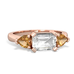 White Topaz Three Stone 14K Rose Gold ring R5235