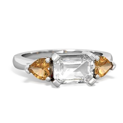 White Topaz Three Stone 14K White Gold ring R5235