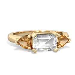 White Topaz Three Stone 14K Yellow Gold ring R5235