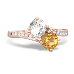 White Topaz Channel Set Two Stone 14K Rose Gold ring R5303