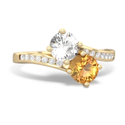 White Topaz Channel Set Two Stone 14K Yellow Gold ring R5303