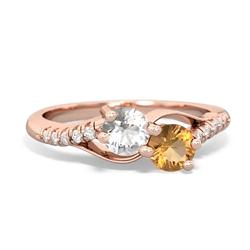 White Topaz Infinity Pave Two Stone 14K Rose Gold ring R5285