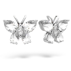 White Topaz Butterfly 14K White Gold earrings E2215